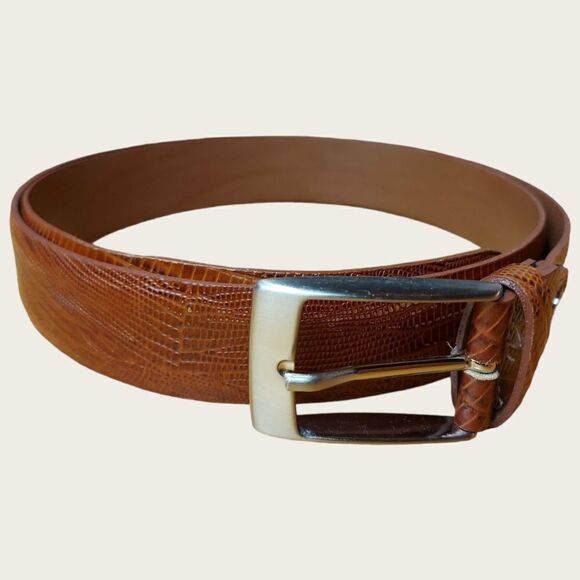 Bench Craft Brown Reptile Leather Belt - Picture 3 of 8
